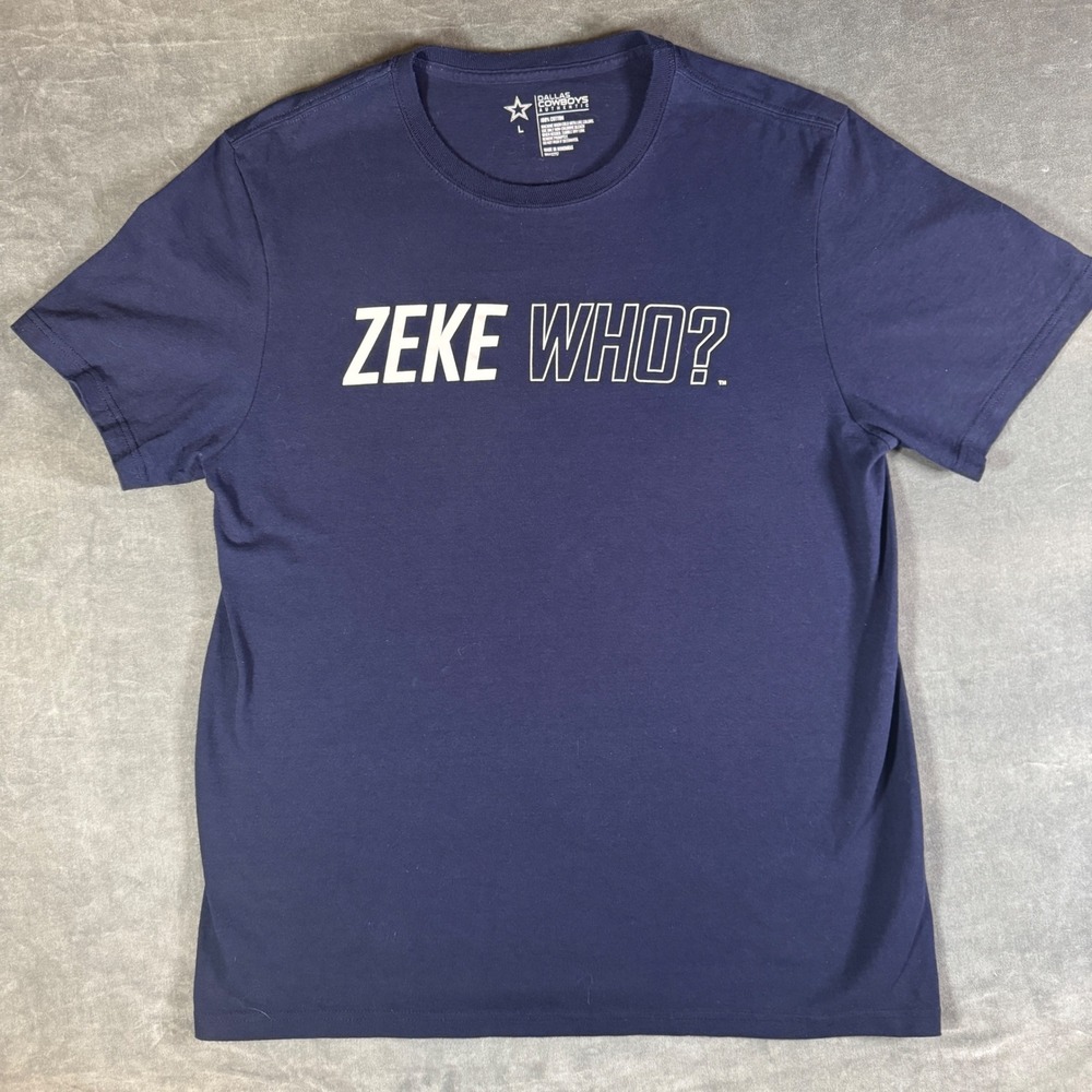 Dallas Cowboys Zeke Who That's Who T Shirt Mens Large Navy Blue Cotton NFL